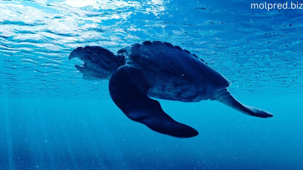 Archelon Turtle พวกมันมีมวลกาย 4,900 ปอนด์ มันวัดได้สูงถึง 13.1 ฟุตจากจมูกถึงหางและกว้าง 16 ฟุตจากปลายตีนกบข้างหนึ่ง